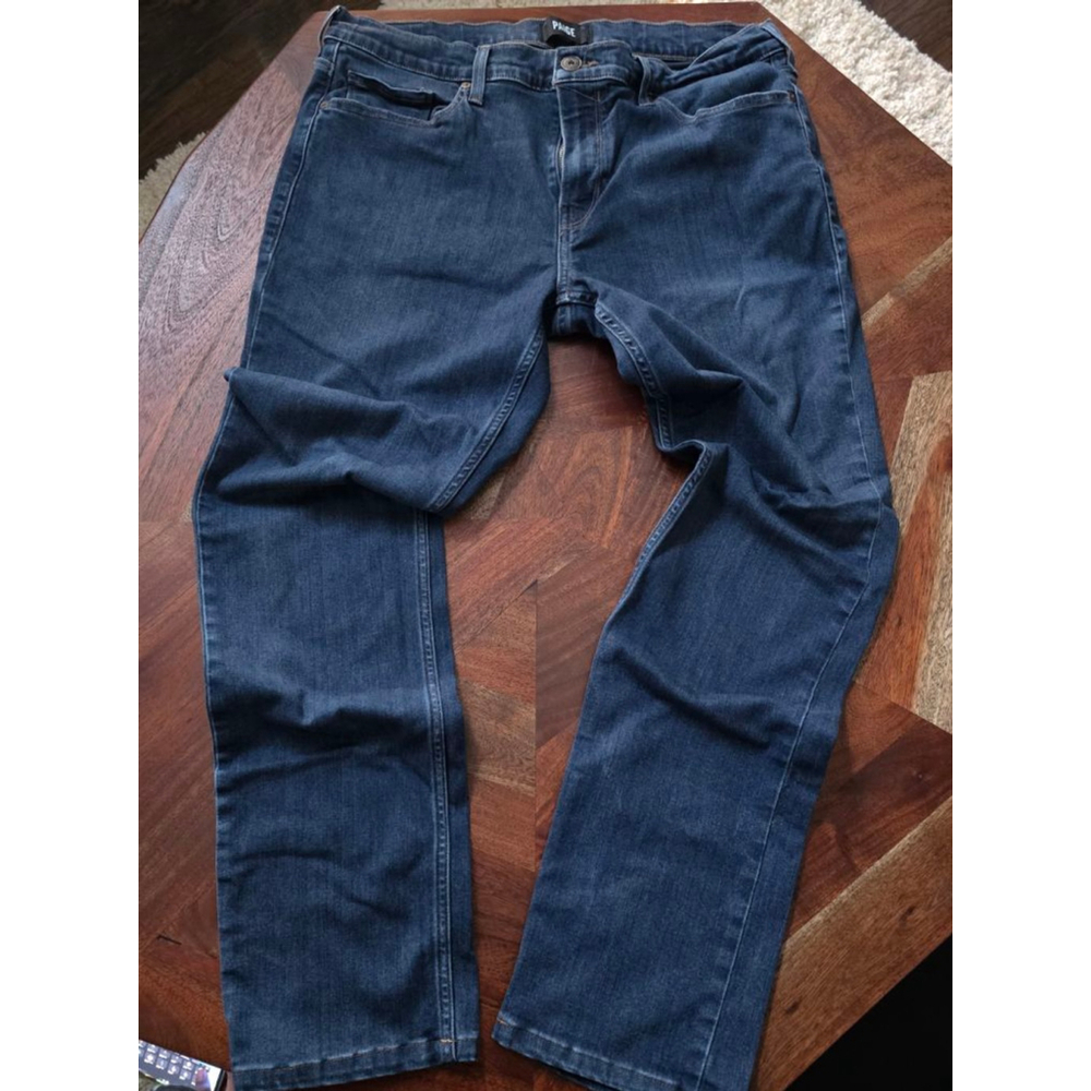 Men's Paige Federal Straight Leg Jeans Blue Tan Size 34